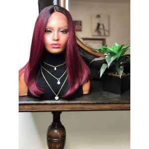 CLEARANCE | STRAIGHT RED WINE OMBRÉ LACE FRONT WIG